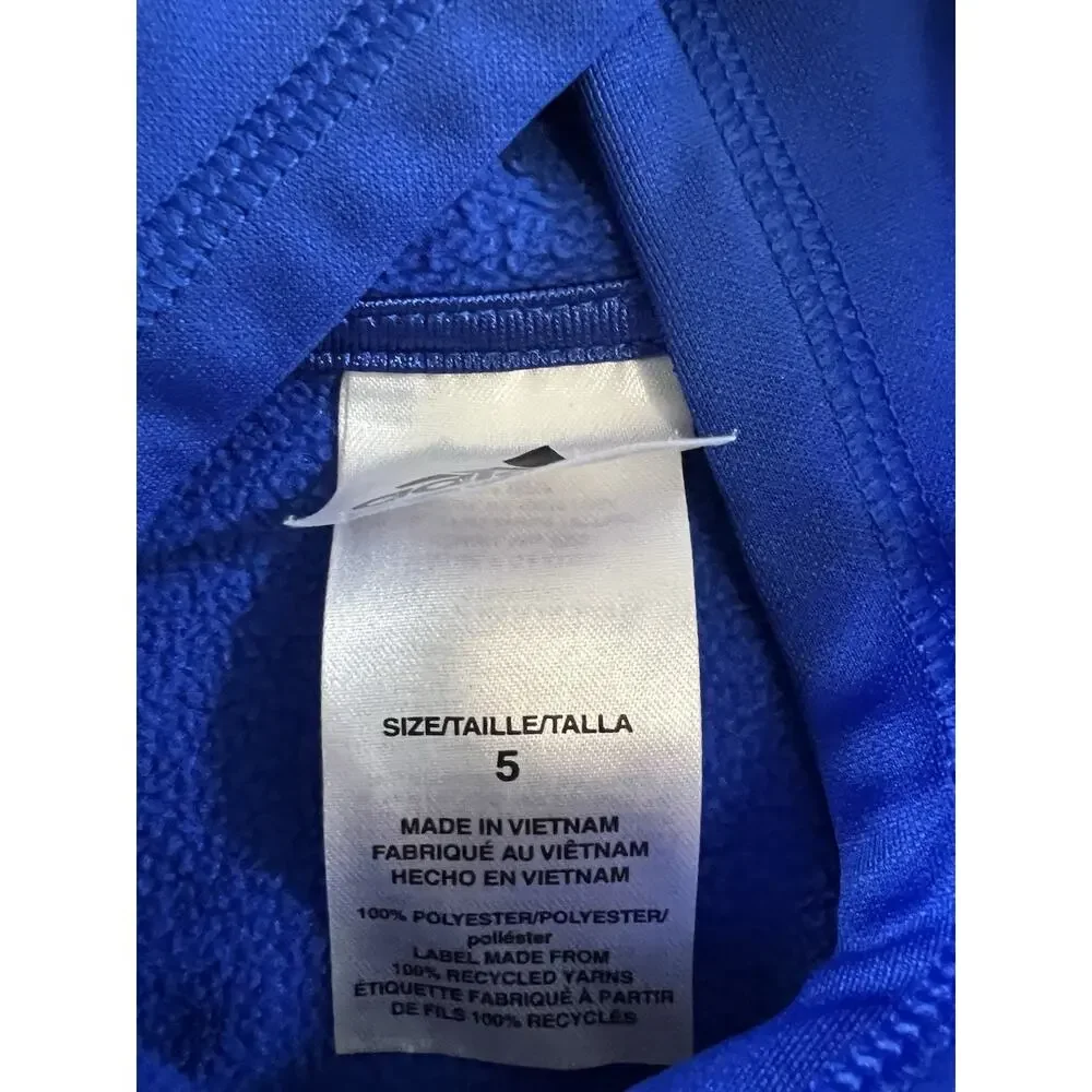 adidas Unisex Kids Blue Pullover Hoodie, Logo, Hooded, Pockets, Size 5